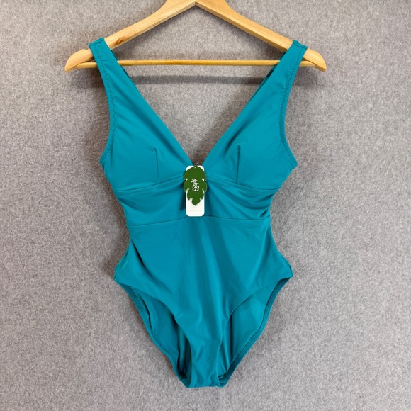 Tommy Bahama Palm Modern OTS V Neck One‎ Piece Swimsuit Size 4 Aqua Dream NWT